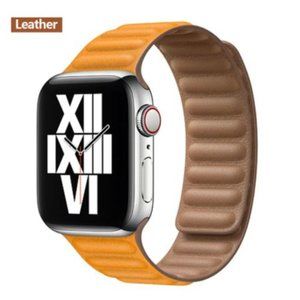 NEW[BAND] Orange Leather Magnetic For Apple Watch